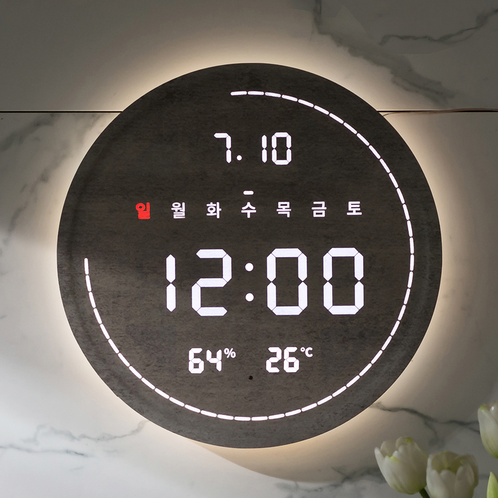 성흠 3세대 백라이트 터닝 원형 온습도 LED 벽시계