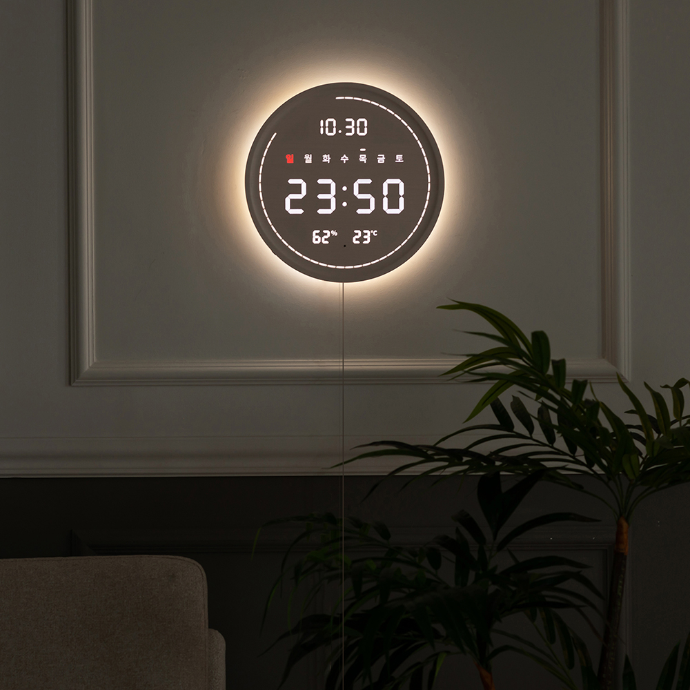 성흠 3세대 백라이트 터닝 원형 온습도 LED 벽시계