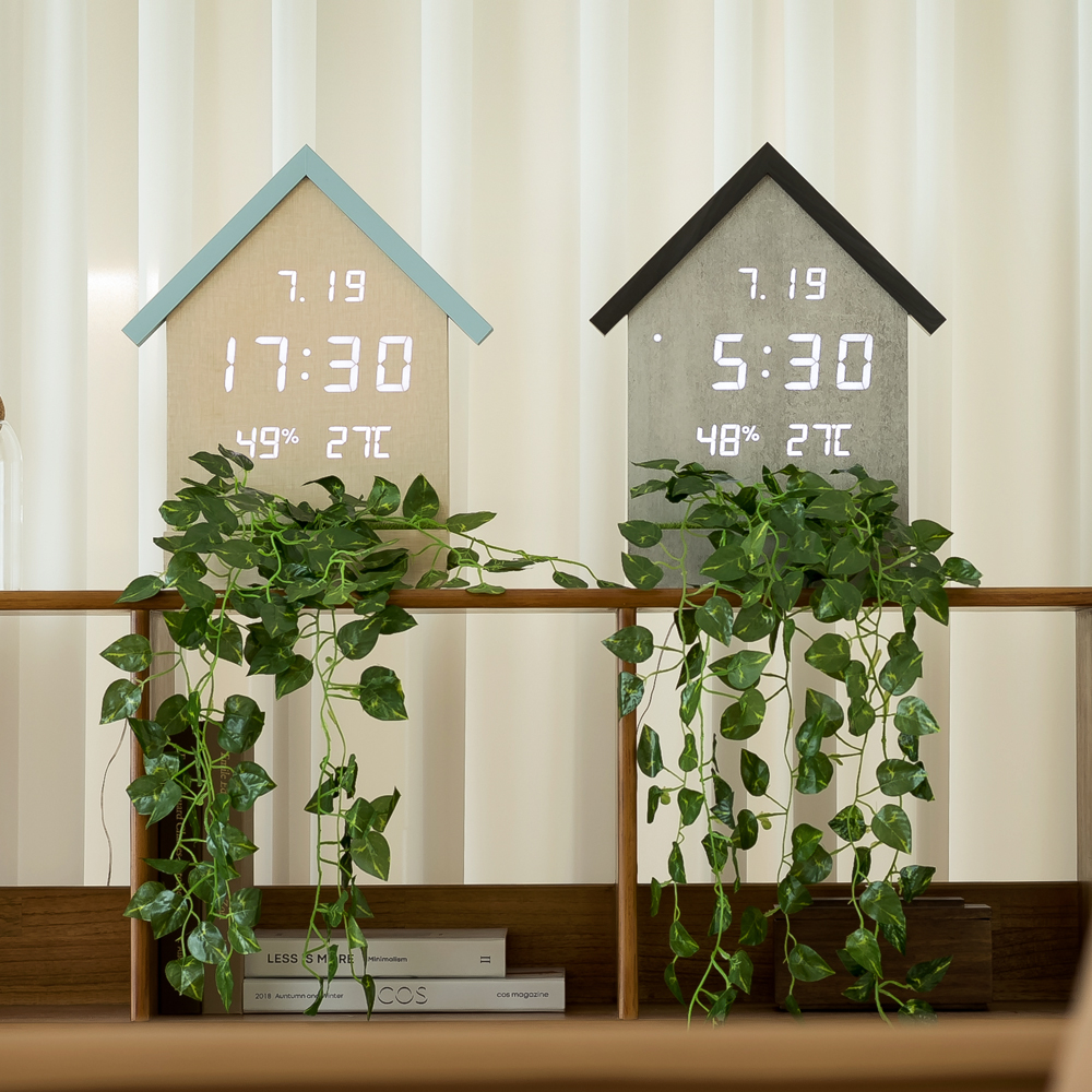 성흠 와이파이 우드 하우스 LED 벽시계 30cm 시즌2