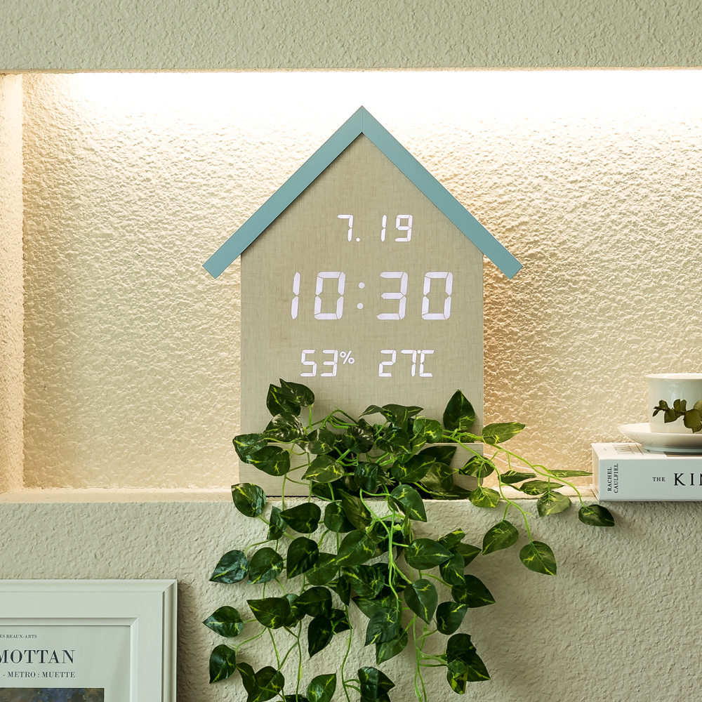 성흠 와이파이 우드 하우스 LED 벽시계 30cm 시즌2