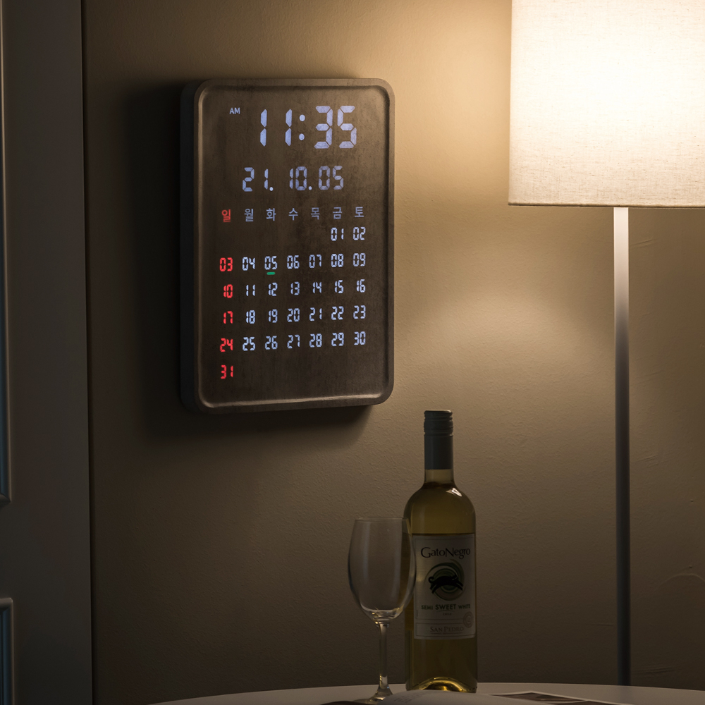 성흠 그랜드 캘린더 대형 인테리어 LED 벽시계 35cm